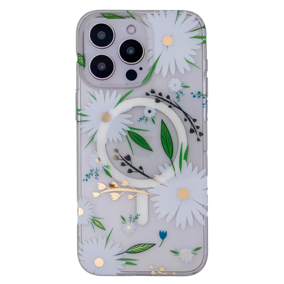 iPhone 14 Designed case MagSafe White daisy